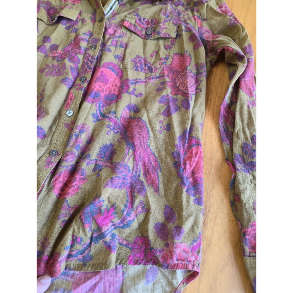 Sundance Floral Button-Up Collared Blouse Long Sleeve S Boho Earthy Cottagecore - Picture 4 of 8